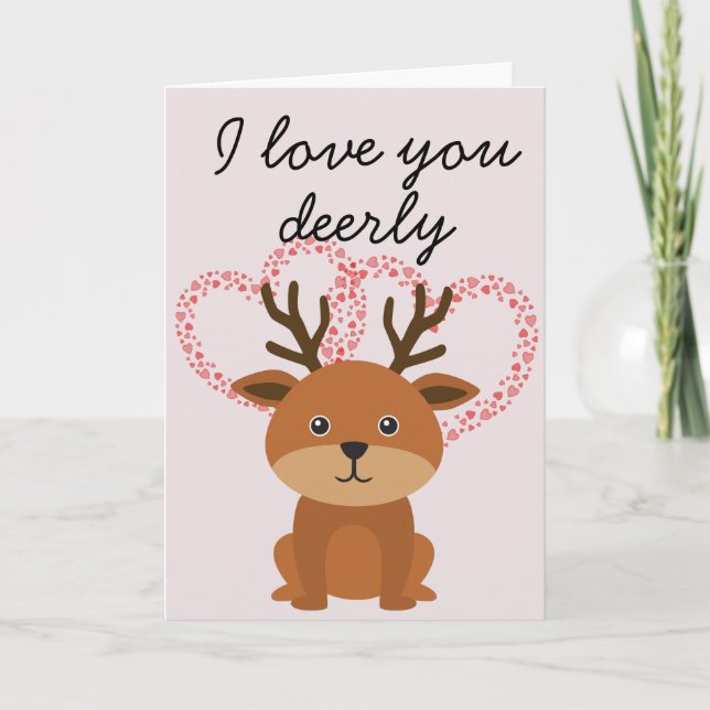 Love You Deerly Deer Anniversary Valentine's Day Card (Front)