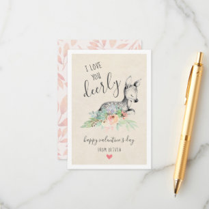 Love You Deerly Kids Classroom Valentine's Cards