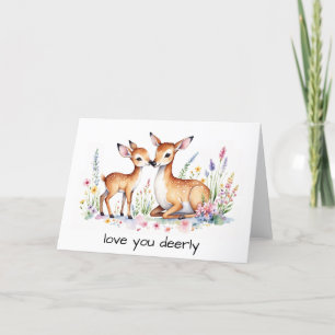 Love You Deerly Watercolor Mothers Day Card