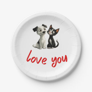 Love You Design Paper Plate