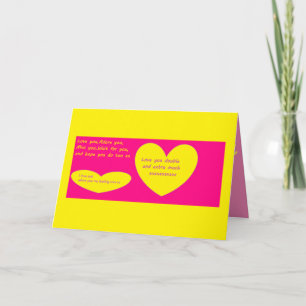 Love you double message pink yellow bow type card