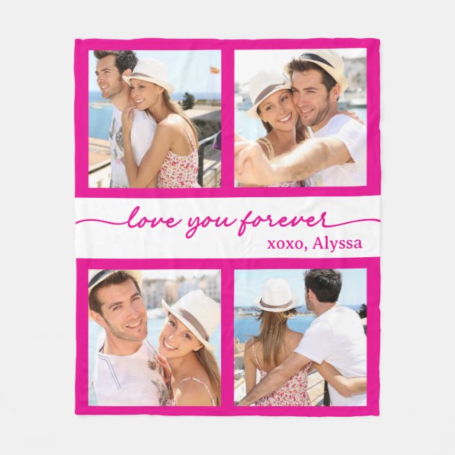 Love You Forever 4 Photo Fleece Blanket (Front)