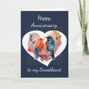 Love You Forever Anniversary Lovebirds  Card