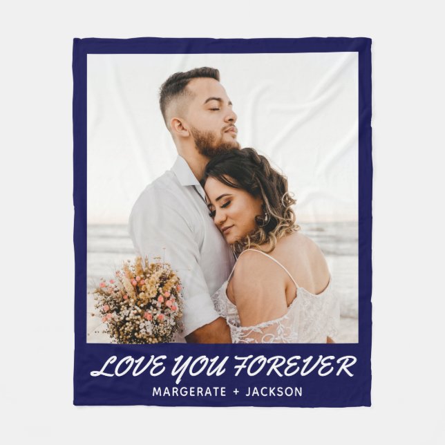 Love You Forever Couple Photo Fleece Blanket (Front)