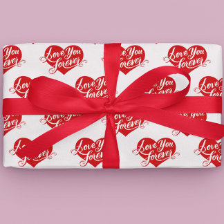 Love You Forever Heart Valentine Wrapping Paper