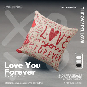 Love You Forever Hearts Throw Pillow
