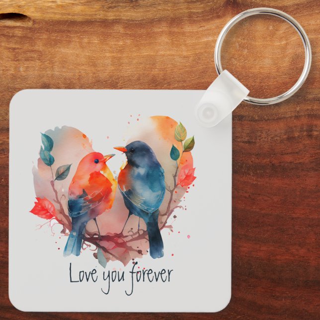 Love You Forever Lovebirds Customise Name Key Ring (Back)