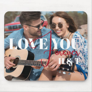 Love You Forever Modern Valentines Custom Photo Mouse Mat