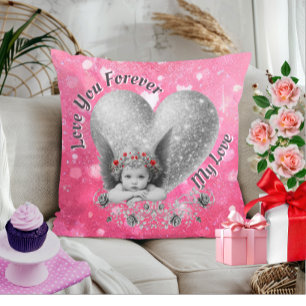 Love You Forever My Love Cute Vintage Cupid Cushion