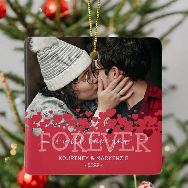 Love You Forever Photo Christmas Ceramic Ornament (Creator Uploaded)
