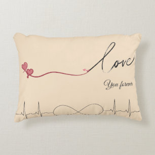 Love You Forever Romantic Heart & EKG Throw Pillo Decorative Cushion