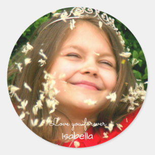 Love you Forever   upload your photo add name Classic Round Sticker