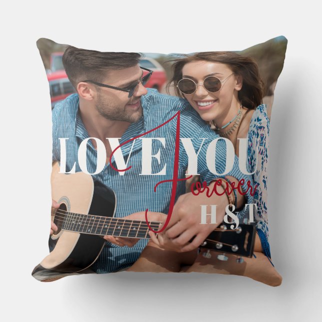 Love You Forever Valentines Custom Photo Cushion (Front)