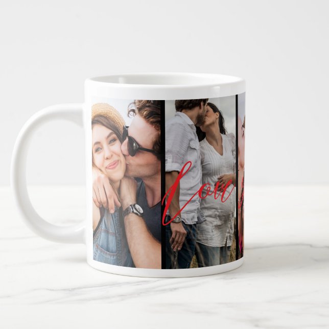 Love You Forever Vertical Photo Collage Custom  Large Coffee Mug (Left)