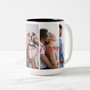 Love You Forever Vertical Photo Collage Custom Two-Tone Coffee Mug