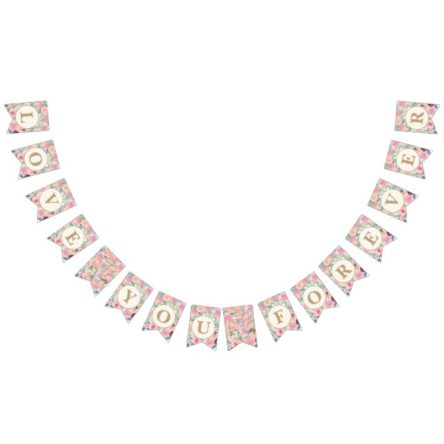 Love You Forever Wedding Blush Pink Sage Green Bunting (All)