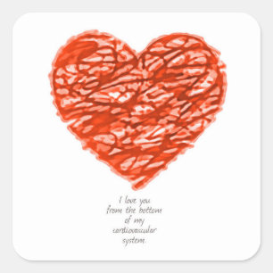 Love you from bottom of cardiovascular system square sticker