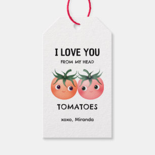 Love you from my heart tomatoes Valentines couple Gift Tags