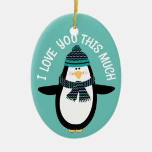 Love You Fun Penguin Christmas Gift Ceramic Tree Decoration