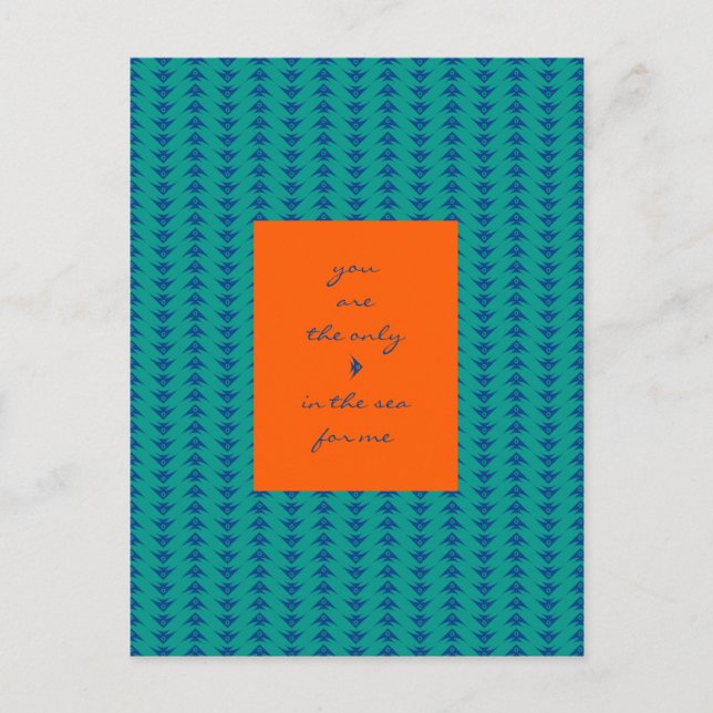 Love You Funny Modern Fish Pattern  Postcard (Front)