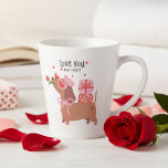 Love You Fur-Ever Cute French Dachshund Dog Latte Mug<br><div class="desc">Love You Fur-Ever Cute French Dachshund Dog Latte Mug features a cute Dachshund dog wearing heart shaped glasses, pink beret and bow holding a flower and carrying gifts with the text "Love you fur-ever" in modern script typography. Accented with cute red love hearts. Perfect gift for girlfriend, sweetheart, wife, dog...</div>