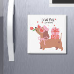 Love You Fur-Ever Cute French Dachshund Dog Magnet<br><div class="desc">Love You Fur-Ever Cute French Dachshund Dog Magnet features a cute Dachshund dog wearing heart shaped glasses, pink beret and bow holding a flower and carrying gifts with the text "Love you fur-ever" in modern script typography. Accented with cute red love hearts. Perfect gift for girlfriend, sweetheart, wife, dog lover...</div>