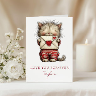 Love You Fur-Ever Cute Kitten Valentine Folded Holiday Card