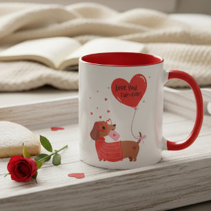 Love You Fur-Ever Dachshund Red Heart Gift Mug