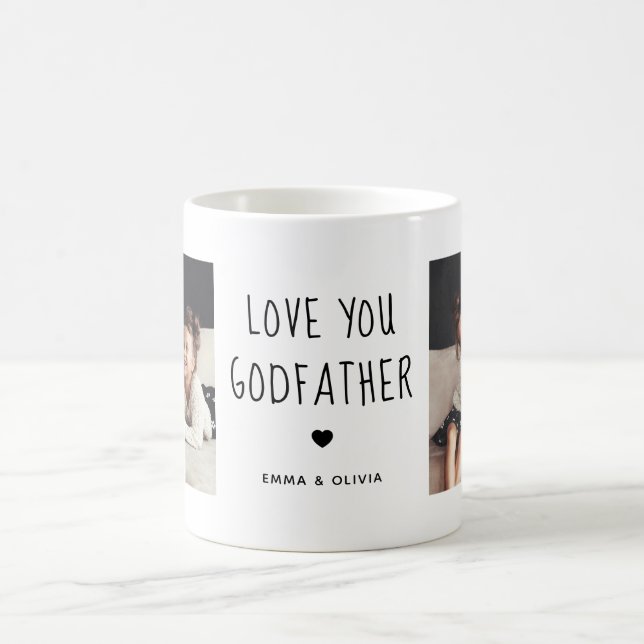 Love You Godfather | Two Photo Handwritten Text Coffee Mug (Center)