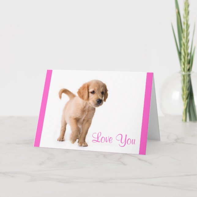Love You Golden Retriever Puppy Dog Greeting Card (Front)