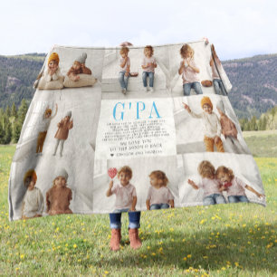 Love You G'pa Custom Message Photo Collage Fleece Blanket