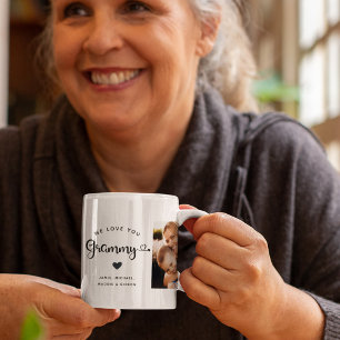 Love you Grammy Hearts Custom Two Photo Coffee Mug