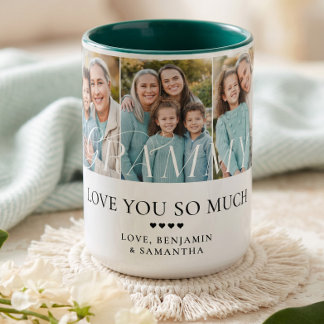 Love You Grammy Personalised 5 Photo Collage Gift Two-Tone Coffee Mug