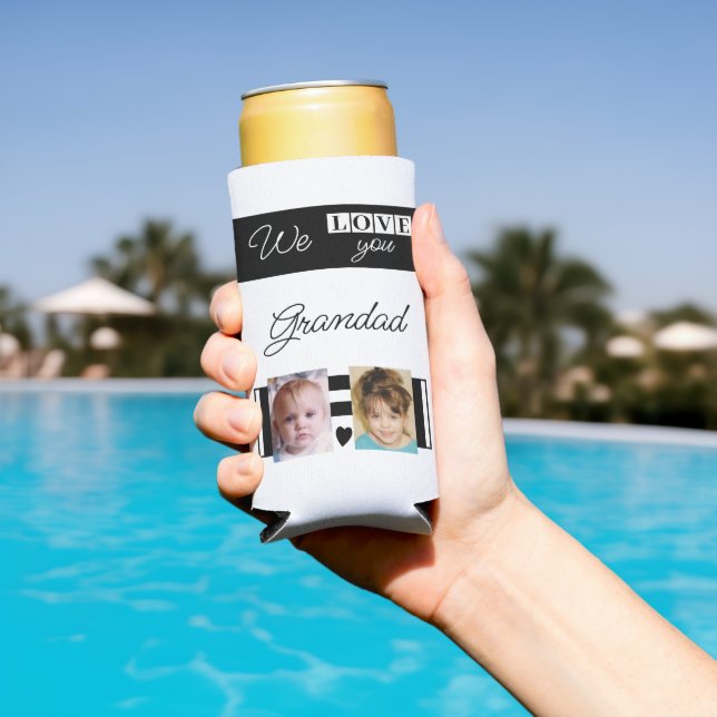 Love you grandad 4 photo white and black seltzer can cooler (In Situ Pool)