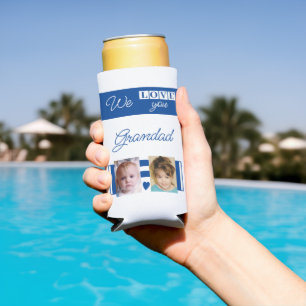 Love you grandad 4 photo white and blue seltzer can cooler
