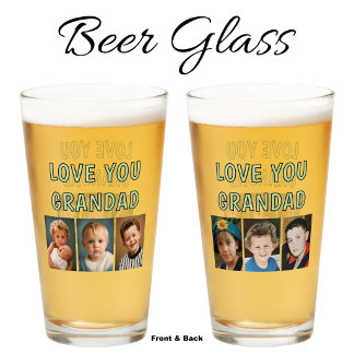 Love you Grandad 6 photos green beer Glass