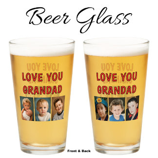 Love you Grandad 6 photos red beer Glass