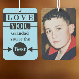 Love you Grandad custom photo blue Car Air Freshener