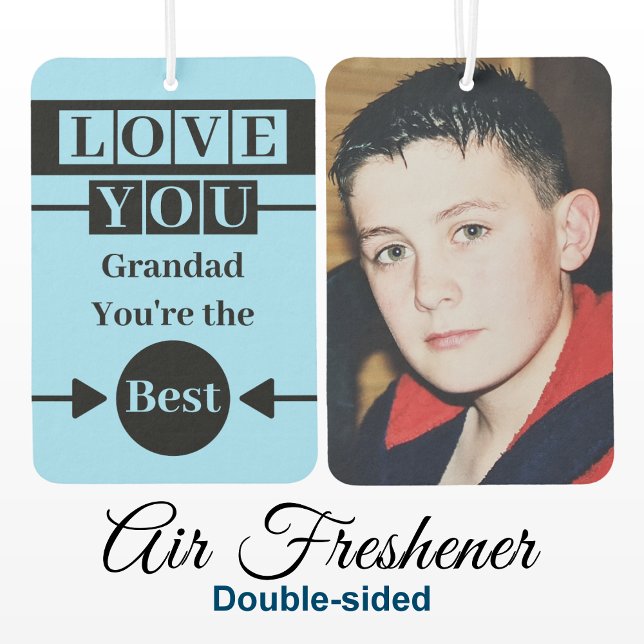 Love you Grandad custom photo blue Car Air Freshener (Creator Uploaded)