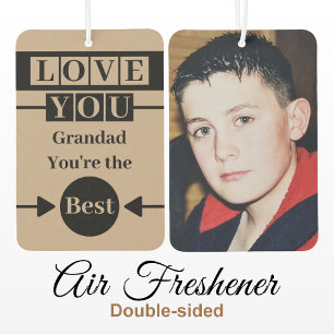 Love you Grandad custom photo brown Car Air Freshener