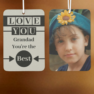 Love you Grandad custom photo grey Car Air Freshener