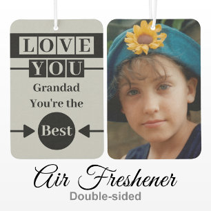 Love you Grandad custom photo grey Car Air Freshener