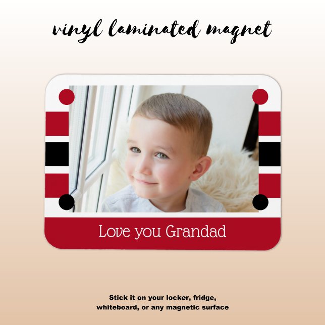 Love you Grandad red and black photo Magnet (Creator Uploaded)