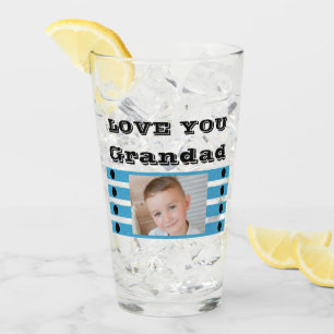 Love you Grandad two photos black blue beer Glass