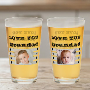 Love you Grandad two photos black grey beer Glass