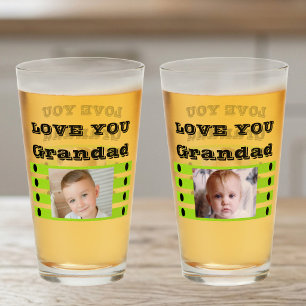 Love you Grandad two photos black lime beer Glass