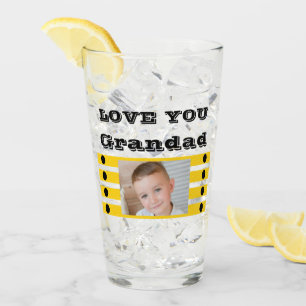 Love you Grandad two photos black yellow beer Glass