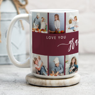Love You Grandma 12 Photo Collage Burgundy Coffee Mug