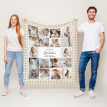 Love You Grandma 14-Photo Collage Custom Text Gift Fleece Blanket<br><div class="desc">This heartwarming personalised photo blanket for Grandma features a delightful collage of family memories framed by a charming beige and white buffalo plaid border. With 14 photos, this cosy blanket allows you to capture and display special moments with the grandkids. The centre includes the heartfelt text, "Love You Grandma, "...</div>
