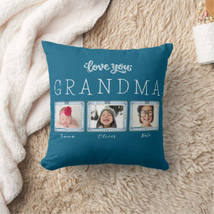 Love You Grandma 3 Photo Cute Create Your Own Cushion